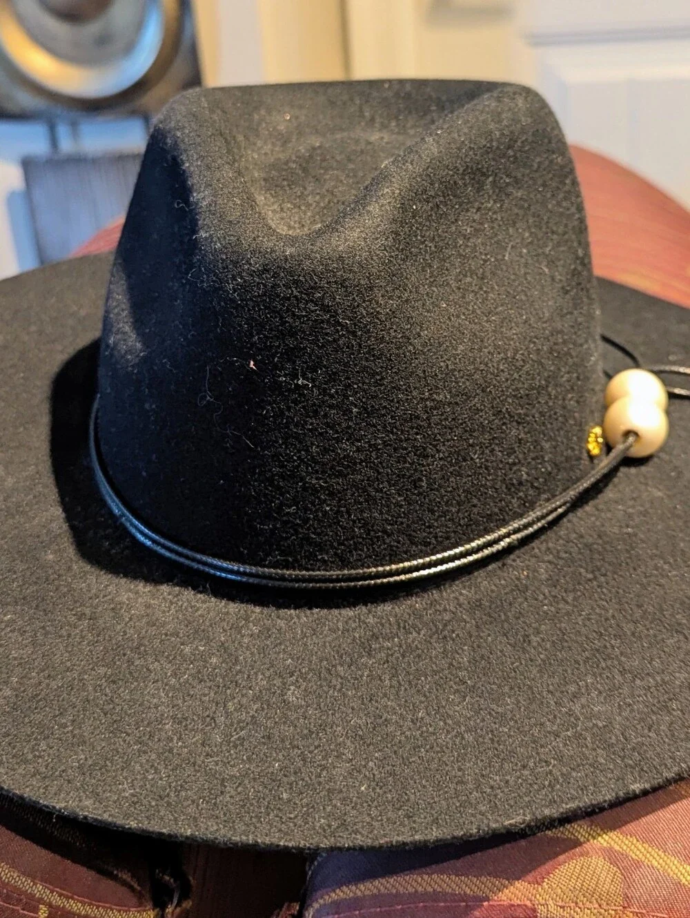 LeLe Sadoughi Farrar Wool Rancher Wide Brim Hat with Decorative Pearls NWT